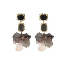 Load image into Gallery viewer, Willow - Black Petals Drop Earrings
