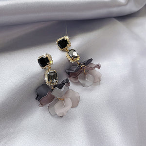 Willow - Black Petals Drop Earrings