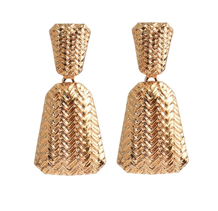 Xianna - Gold Textured Drop Earrings