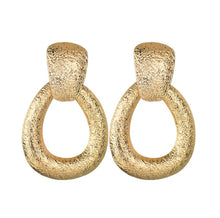 Load image into Gallery viewer, Zenna - Gold Textured Oval Drop Earrings
