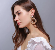 Load image into Gallery viewer, Zenna - Gold Textured Oval Drop Earrings
