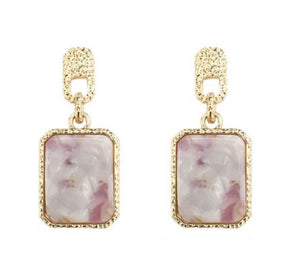 Betty - Gold Embossed Marble Stone Earrings