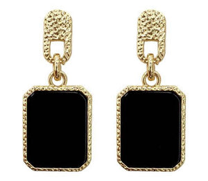 Betty - Gold Embossed Marble Stone Earrings