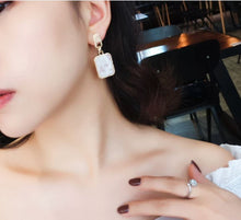 Load image into Gallery viewer, Betty - Gold Embossed Marble Stone Earrings
