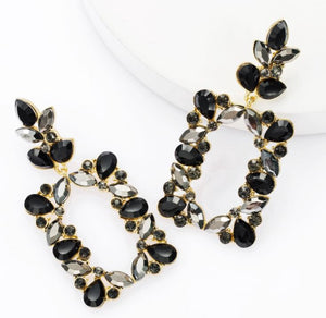 Bianca - Black Marquise Cut Statement Earrings