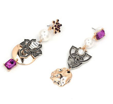 Load image into Gallery viewer, Paige - Purple Gem &amp; Pearl Drop Earrings
