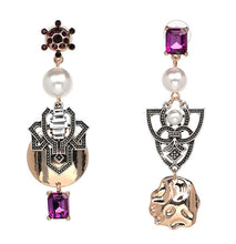 Load image into Gallery viewer, Paige - Purple Gem &amp; Pearl Drop Earrings
