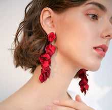 Load image into Gallery viewer, Valentia_BomBon Collections_Floral Collection_Drop Earrings_Fashion_Red
