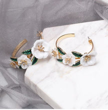 Load image into Gallery viewer, Fleur* - Floral Embellished Hoop Earrings
