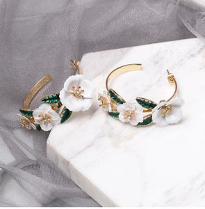 Fleur* - Floral Embellished Hoop Earrings