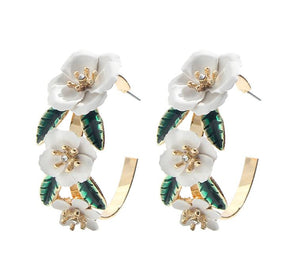 Fleur* - Floral Embellished Hoop Earrings