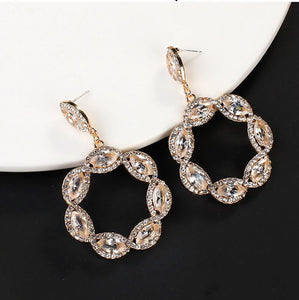 Ava- Diamante Circular Drop Earrings