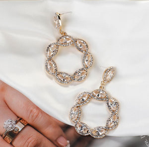 Ava- Diamante Circular Drop Earrings