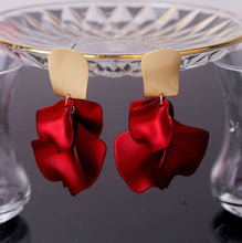 Load image into Gallery viewer, Viola - Matte Red Floral Petal Earring
