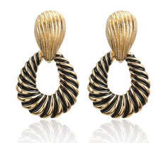 Load image into Gallery viewer, Mila - Black &amp; Gold Swirl Drop Earrings
