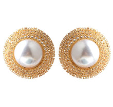 Load image into Gallery viewer, Paula - Pearl Diamante Stud Earrings
