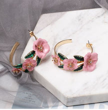 Load image into Gallery viewer, Fleur* - Floral Embellished Hoop Earrings
