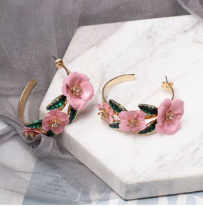 Fleur* - Floral Embellished Hoop Earrings