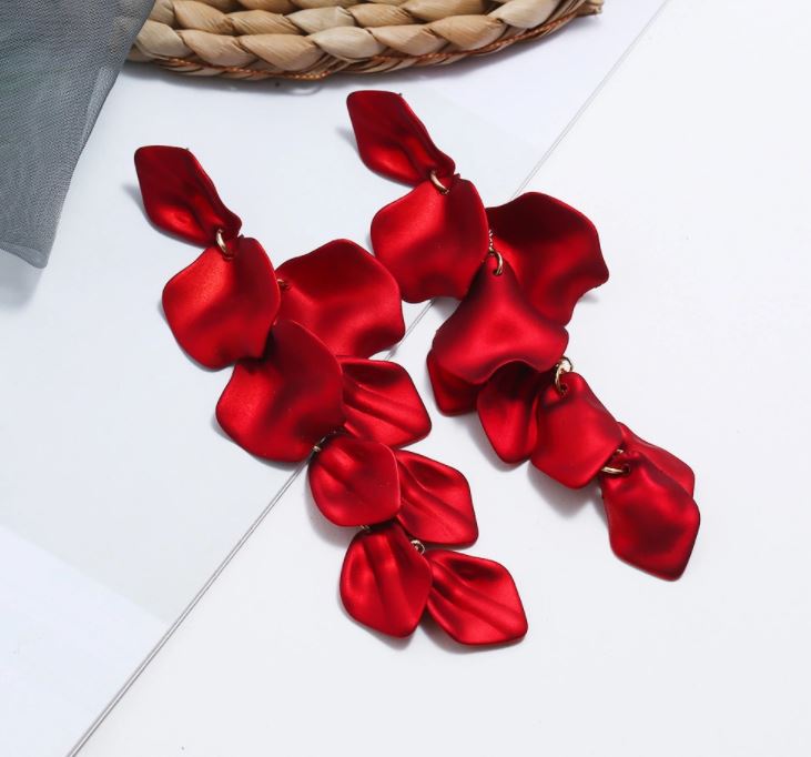 Valentia_BomBon Collections_Floral Collection_Drop Earrings_Fashion_Red