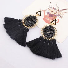 Load image into Gallery viewer, Sasha - Faux Leather Laced Tassel Earring
