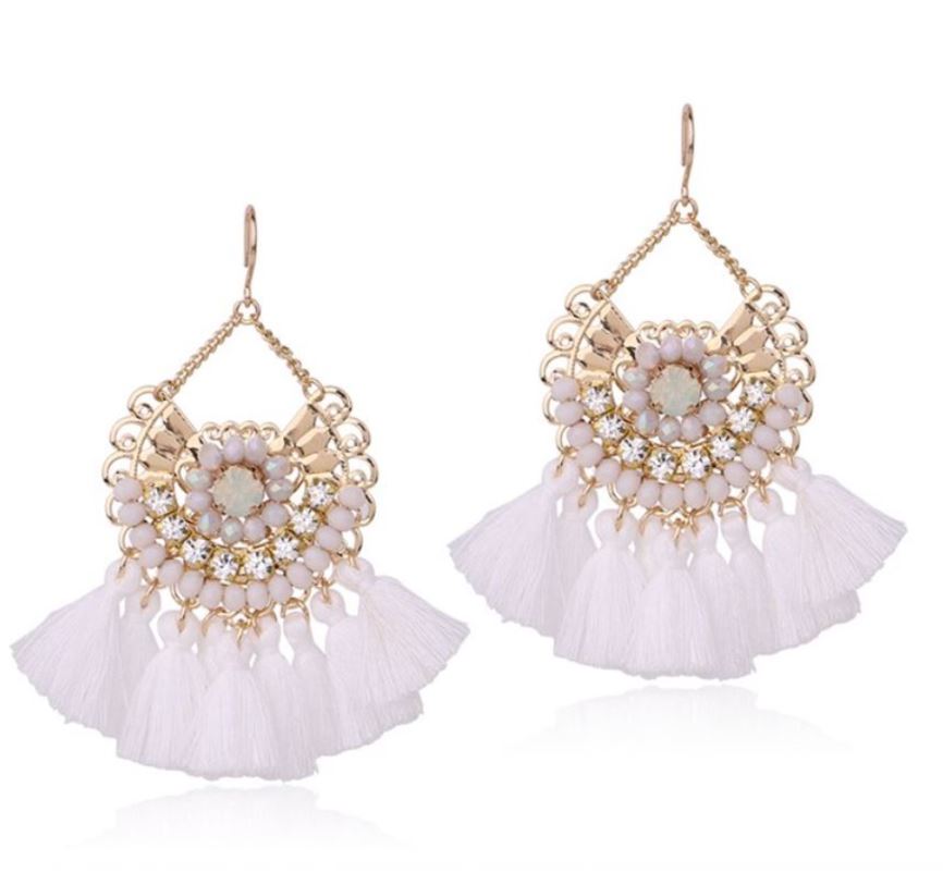 Jessie - Bohemian Pearl Tassel Earrings