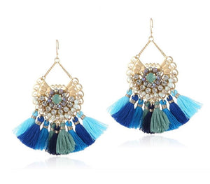 Jessie - Bohemian Pearl Tassel Earrings