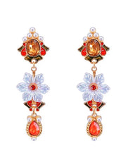 Load image into Gallery viewer, Vera - Vintage Pearl Floral Drop Earrings
