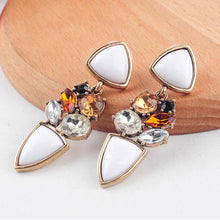 Load image into Gallery viewer, Gracie- White Jeweled Drop Earrings
