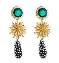 Load image into Gallery viewer, Geneva - Emerald Gemstone Gold Drop Earrings
