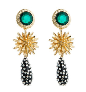 Geneva - Emerald Gemstone Gold Drop Earrings