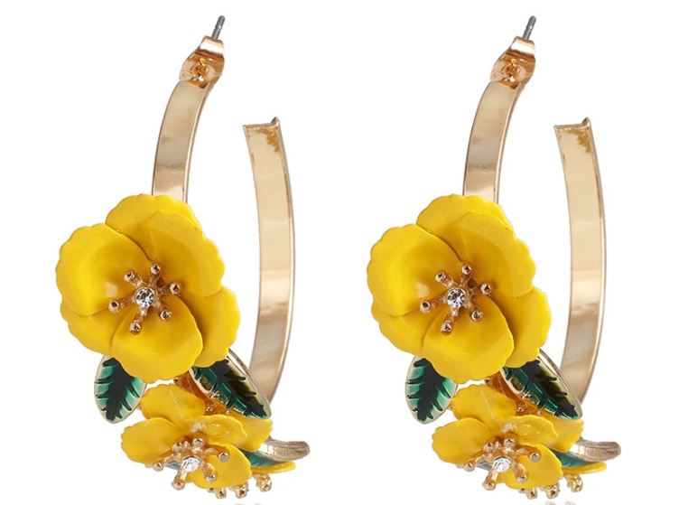 Colorful Flower Teardrop Hoop Earrings for Women Dangle Handmade Sequin  Beaded Flower Statement Earrings with Gold Hoop Bohemian Drop Floral  Earrings