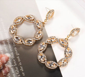 Ava- Diamante Circular Drop Earrings