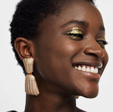 Load image into Gallery viewer, Xianna - Gold Textured Drop Earrings
