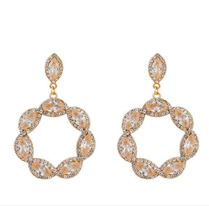 Ava- Diamante Circular Drop Earrings