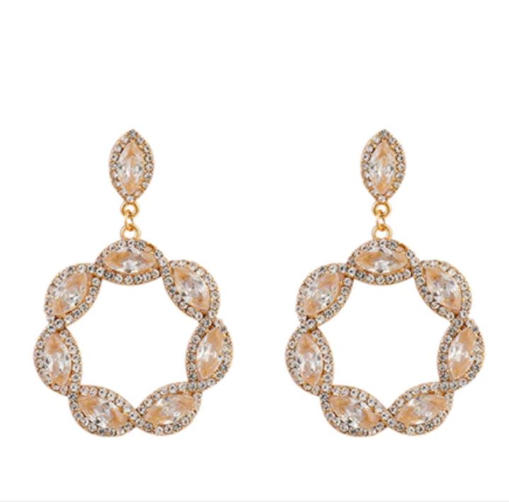 Ava- Diamante Circular Drop Earrings