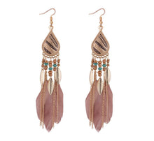 Load image into Gallery viewer, Veron* - Bohemian Dangle Feather Earrings
